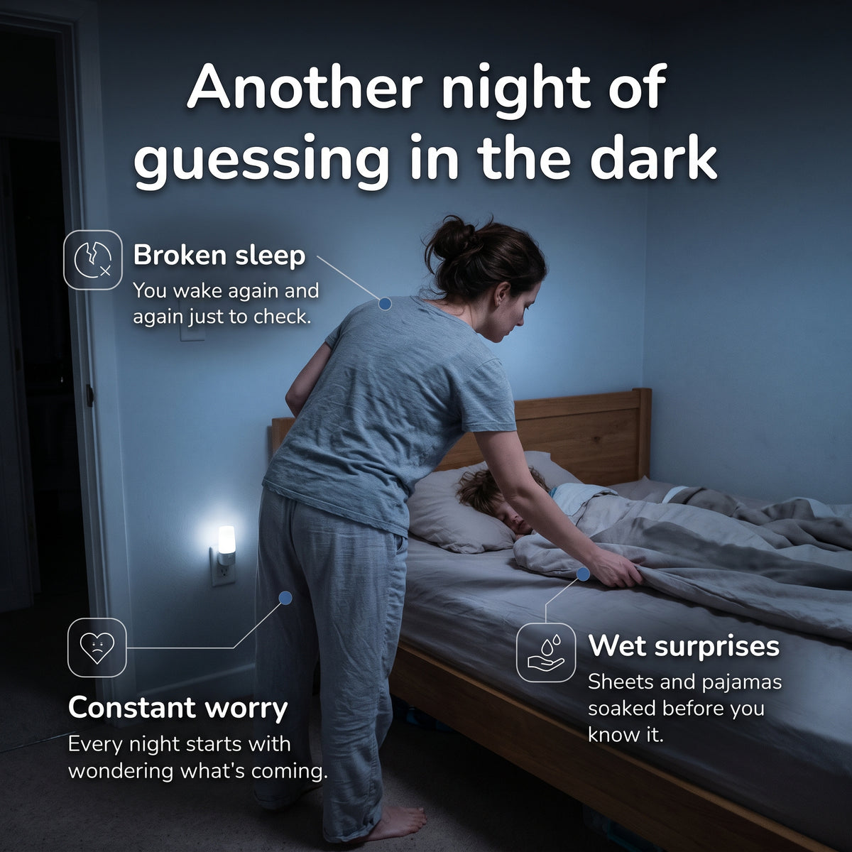Parent checking the bed at night